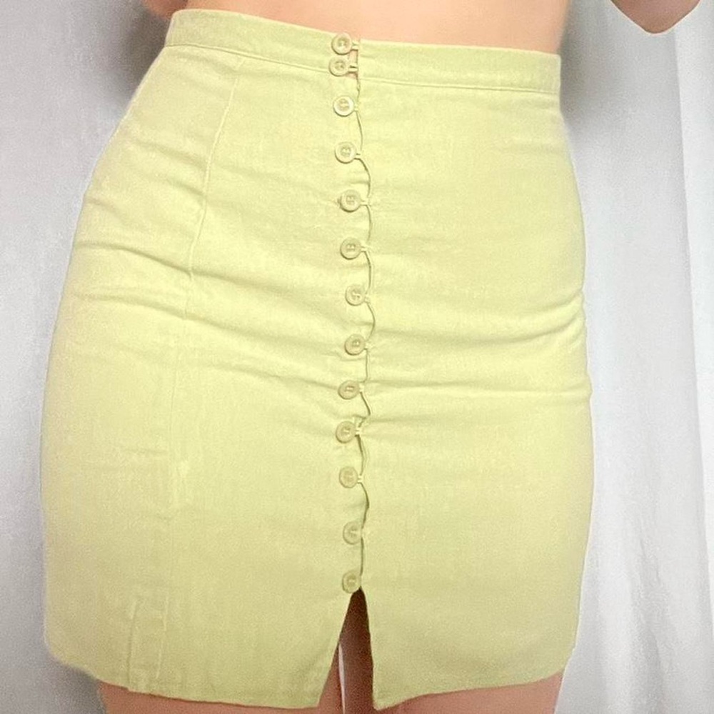 pastel green/light matcha mini skirt with button up detail from princess polly
